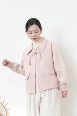 Caramel wool jacket w/ details button