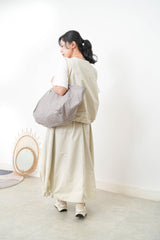 Ivory worker style vest w/ elastic hem