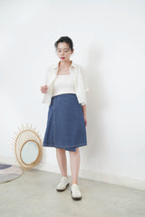 Navy outined stitching wrap skirt