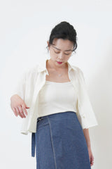 White crop outer with cami set