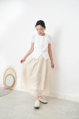 Creamy chiffon layering skirt in elastic waist
