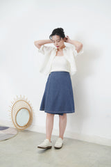 Navy outined stitching wrap skirt