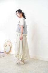 Ivory worker style vest w/ elastic hem