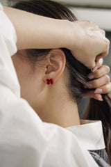 red velvet ribbon earrings