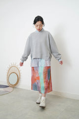 Grey soft pullover in split hem