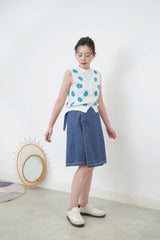Blue premium flower pattern knit vest