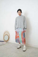 Grey soft pullover in split hem