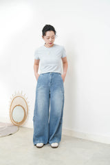 Blue stripes minimal cutting Tee