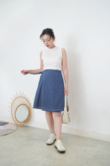 Navy outined stitching wrap skirt