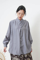 Grey silky smooth shirt w/ double layering