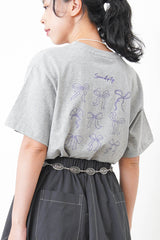 Grey ribbon print tee