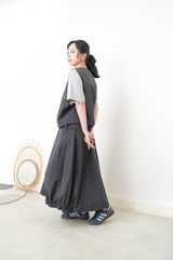 Charcoal worker style vest w/ elastic hem