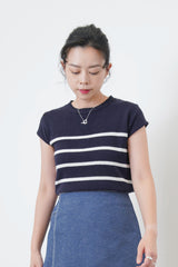 Navy stripe knit minimal top