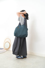 Charcoal worker style vest w/ elastic hem