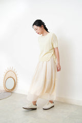 Lemon knit top w/ buttons split hem