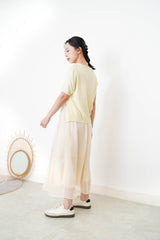 Lemon knit top w/ buttons split hem