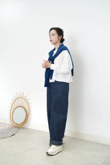 Cyan blue wool shoulder scarf