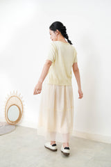 Lemon knit top w/ buttons split hem