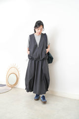 Charcoal worker style vest w/ elastic hem