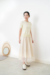 Lemon knit top w/ buttons split hem