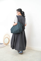 Charcoal worker style vest w/ elastic hem