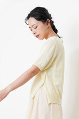 Lavender knit top w/ buttons split hem