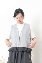 Charcoal worker style vest w/ elastic hem