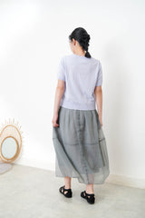 Lavender knit top w/ buttons split hem