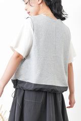 Charcoal worker style vest w/ elastic hem