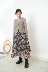 Floral pleats skirt w/ elastic waist