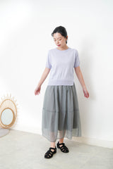 Lavender knit top w/ buttons split hem