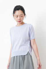 Lemon knit top w/ buttons split hem