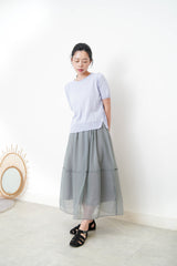 Grey chiffon layering skirt in elastic waist