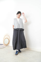 Charcoal worker style vest w/ elastic hem