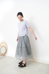 Lavender knit top w/ buttons split hem