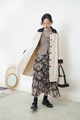 Floral pleats skirt w/ elastic waist