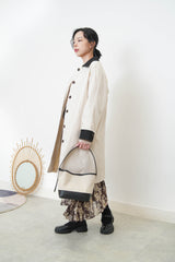 Trench coat w/ contrast sleeves