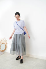 Grey chiffon layering skirt in elastic waist