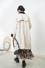 Trench coat w/ contrast sleeves