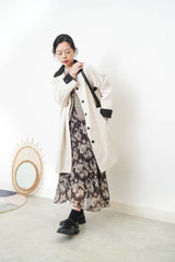 Trench coat w/ contrast sleeves