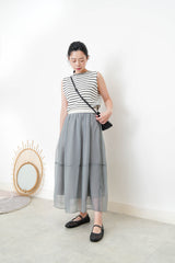 Grey chiffon layering skirt in elastic waist