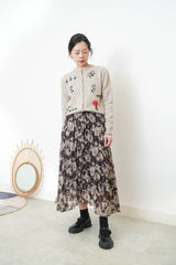 Oatmeal cartoon embroidery cardigan