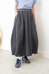 Charcoal balloon skirt w/ elastic hem