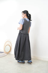 Charcoal balloon skirt w/ elastic hem