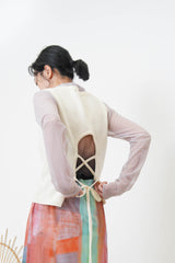 Gradient sheer top w/ loose turtle neck