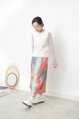 Gradient sheer top w/ loose turtle neck