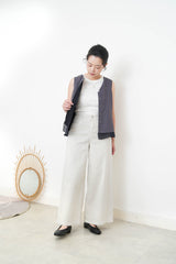 Grey 2 ways double layering linen vest w/ string