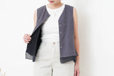 Grey 2 ways double layering linen vest w/ string