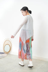 Baby blue sheer vest in asymmetrical cut