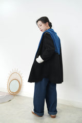 Cyan blue wool shoulder scarf